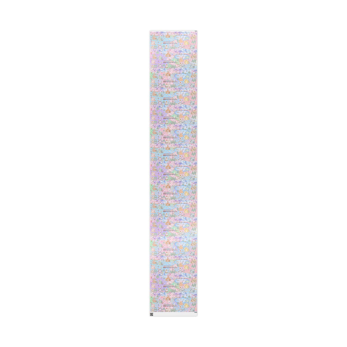 Bichon Frise Puppy Christmas Town Wrapping Paper – Pastel Gingerbread Village