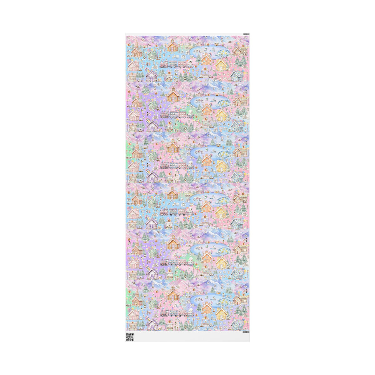 Bichon Frise Puppy Christmas Town Wrapping Paper – Pastel Gingerbread Village