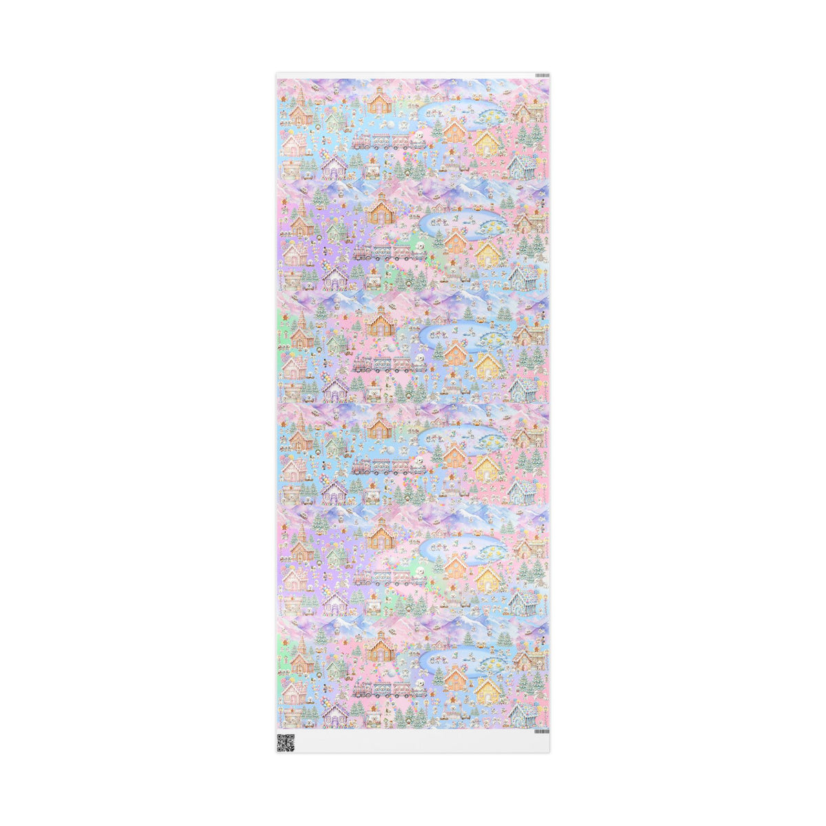 Bichon Frise Puppy Christmas Town Wrapping Paper – Pastel Gingerbread Village