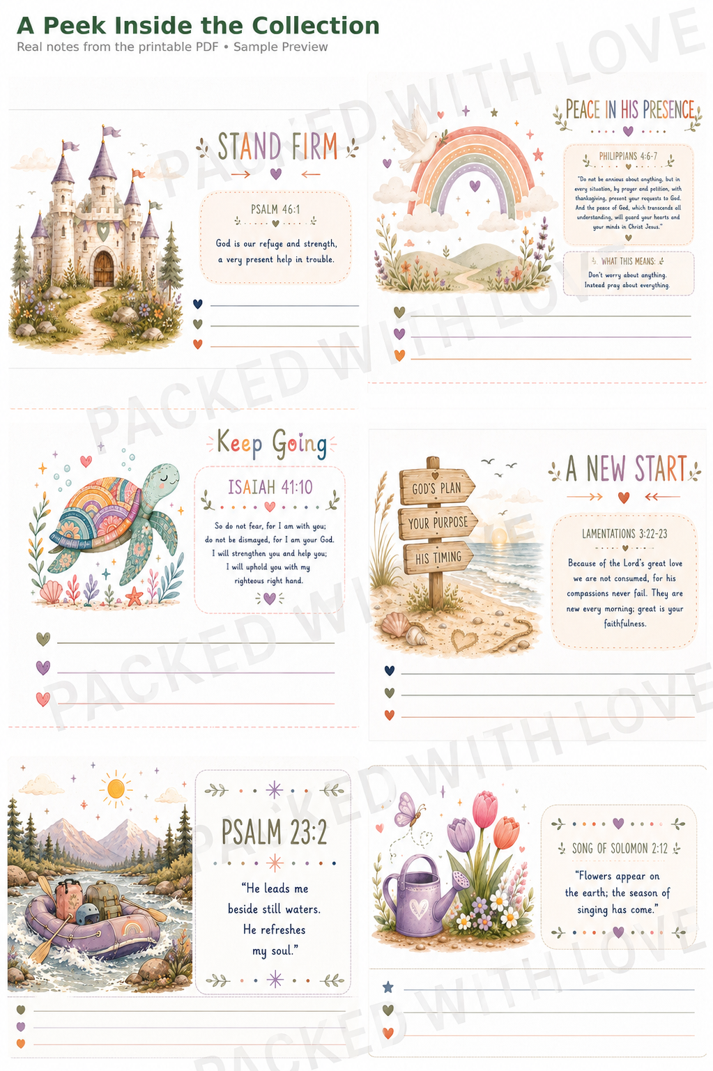 Christian Boho Collection — 90 Printable LunchBox Notes