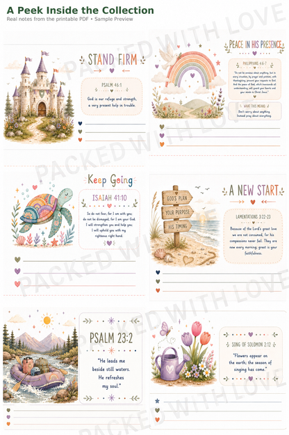 Christian Boho Collection — 90 Printable LunchBox Notes