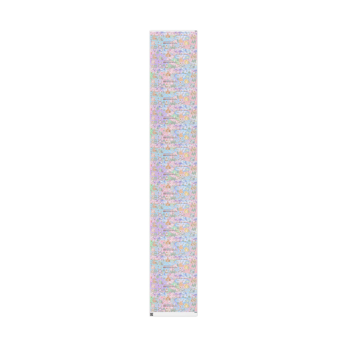 Bichon Frise Puppy Christmas Town Wrapping Paper – Pastel Gingerbread Village
