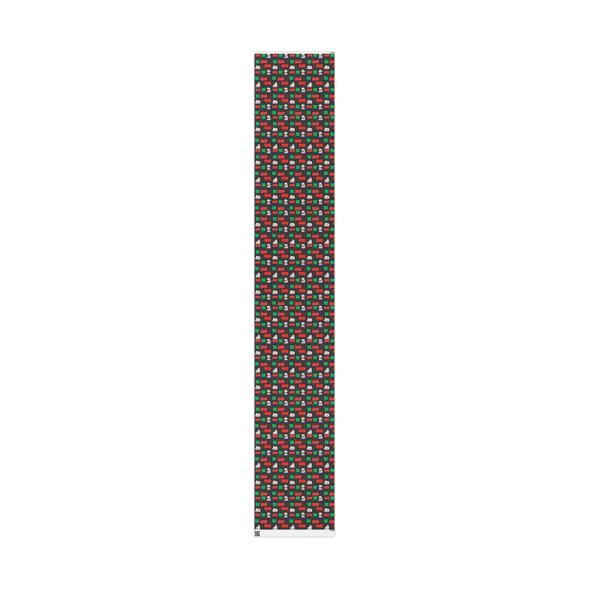 Christmas Bichon Puppy Wrapping Paper — Black Background with Red & Green Presents