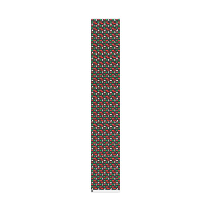 Christmas Bichon Puppy Wrapping Paper — Black Background with Red & Green Presents