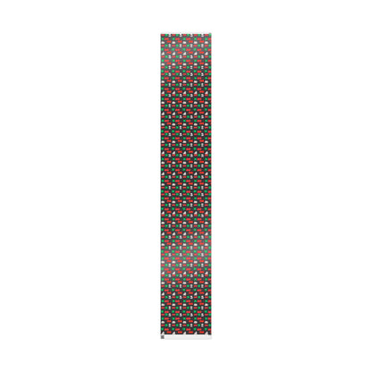 Christmas Bichon Puppy Wrapping Paper — Black Background with Red & Green Presents