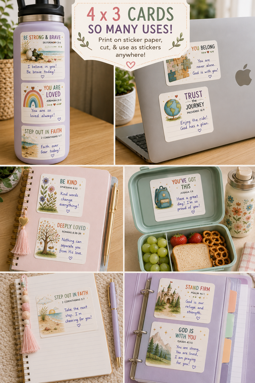 Christian Boho Collection — 90 Printable LunchBox Notes